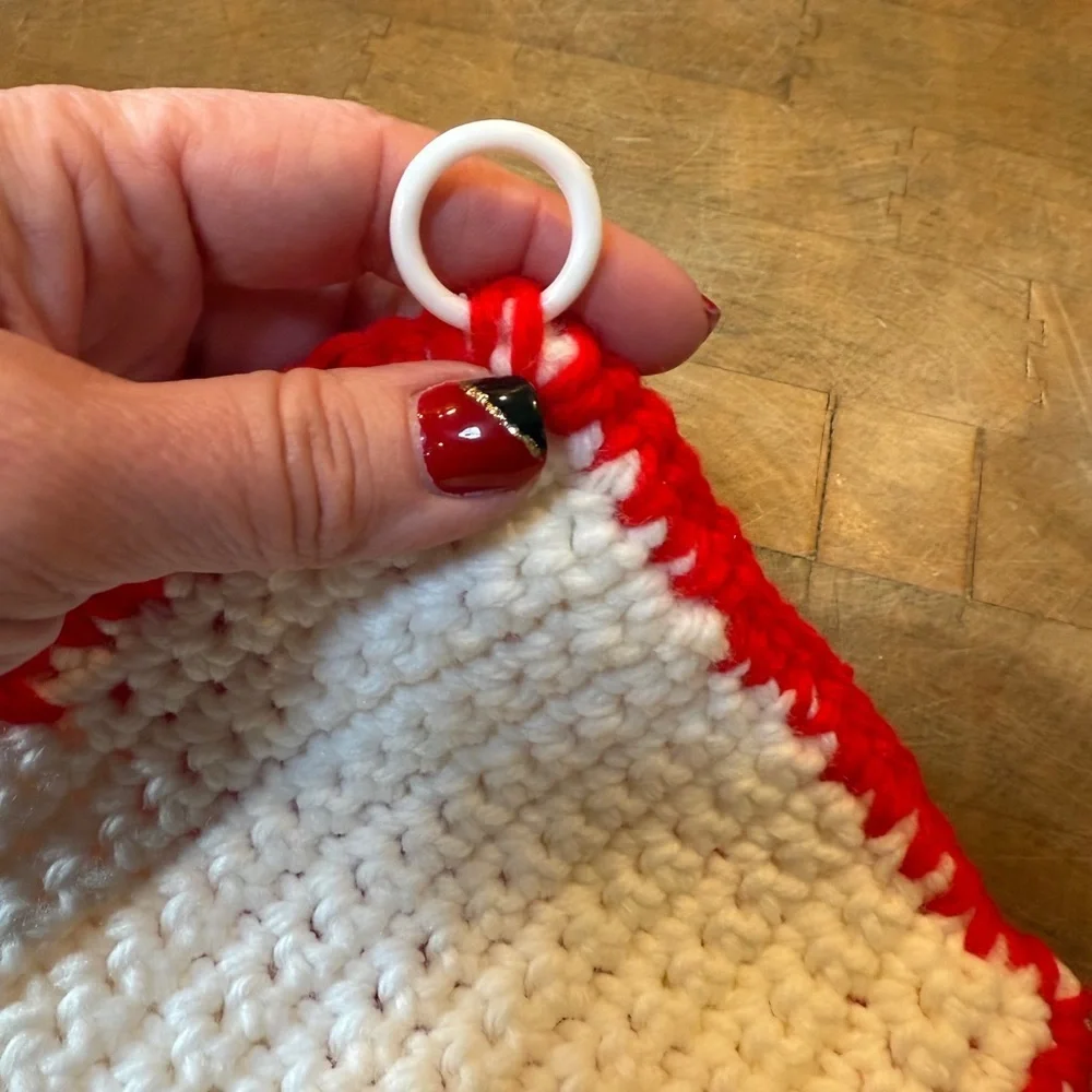 Handmade Red & White Crochet Pot Holders - Set of 3